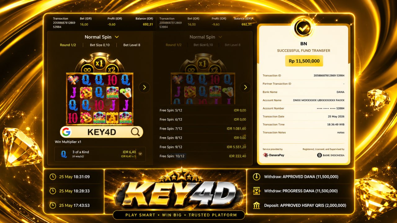 SELAMAT KEPADA MEMBER KEY4D
DEPOSIT : RP 𝟮.𝟬𝟬𝟬.𝟬𝟬𝟬
WITHDRAW : RP 𝟭𝟭.𝟱𝟬𝟬.𝟬𝟬𝟬
LINK