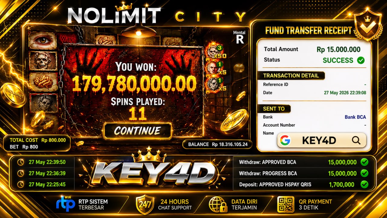SELAMAT KEPADA MEMBER KEY𝟰D
DEPOSIT : RP 𝟭.𝟳𝟬𝟬.𝟬𝟬𝟬
WITHDRAW : RP 1𝟱.𝟬𝟬𝟬.𝟬𝟬𝟬
LINK