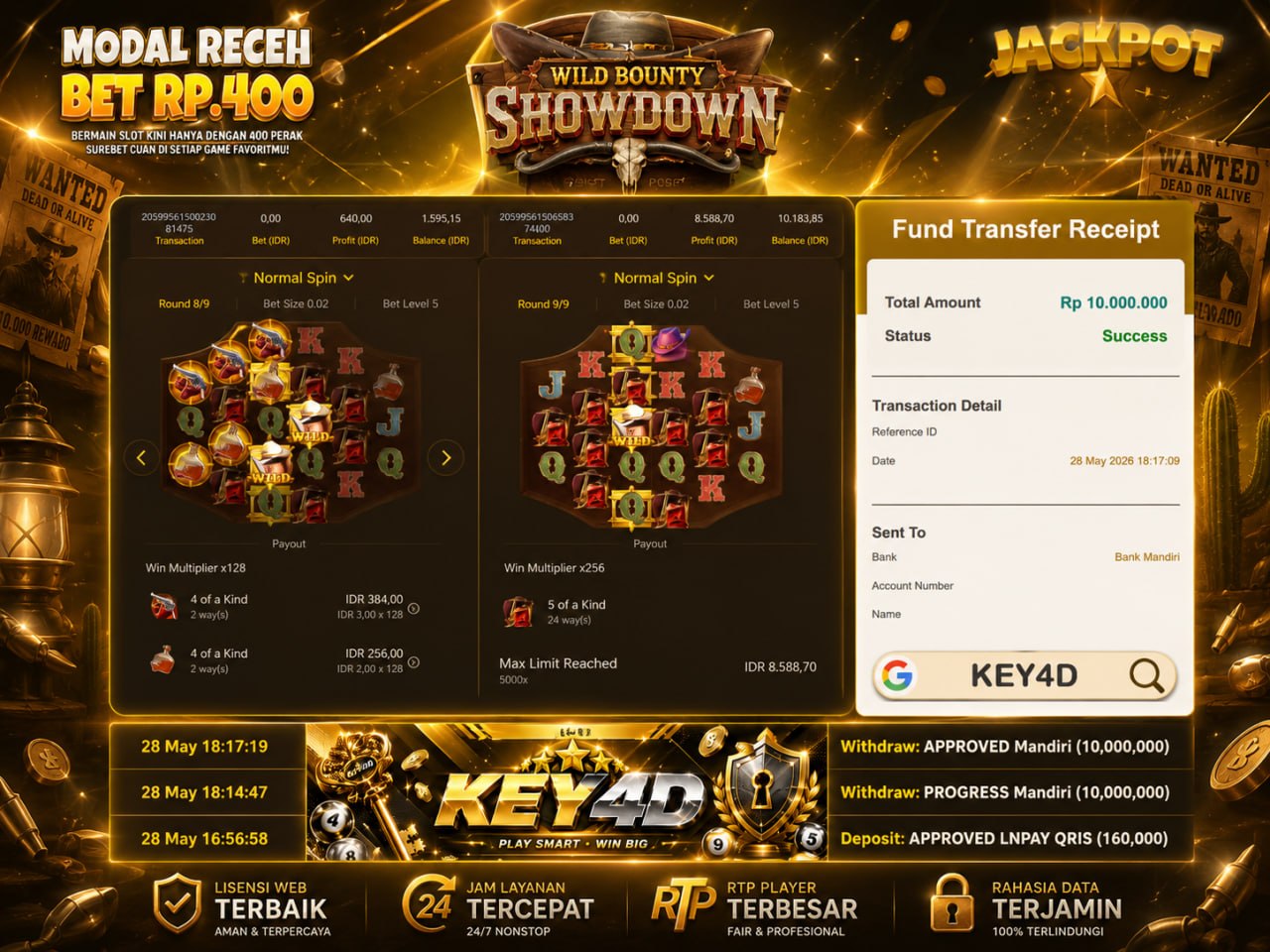 SELAMAT KEPADA MEMBER KEY𝟰D
DEPOSIT : RP 𝟭𝟲𝟬.𝟬𝟬𝟬
WITHDRAW : RP 𝟭𝟬.𝟬𝟬𝟬.𝟬𝟬𝟬
LINK D