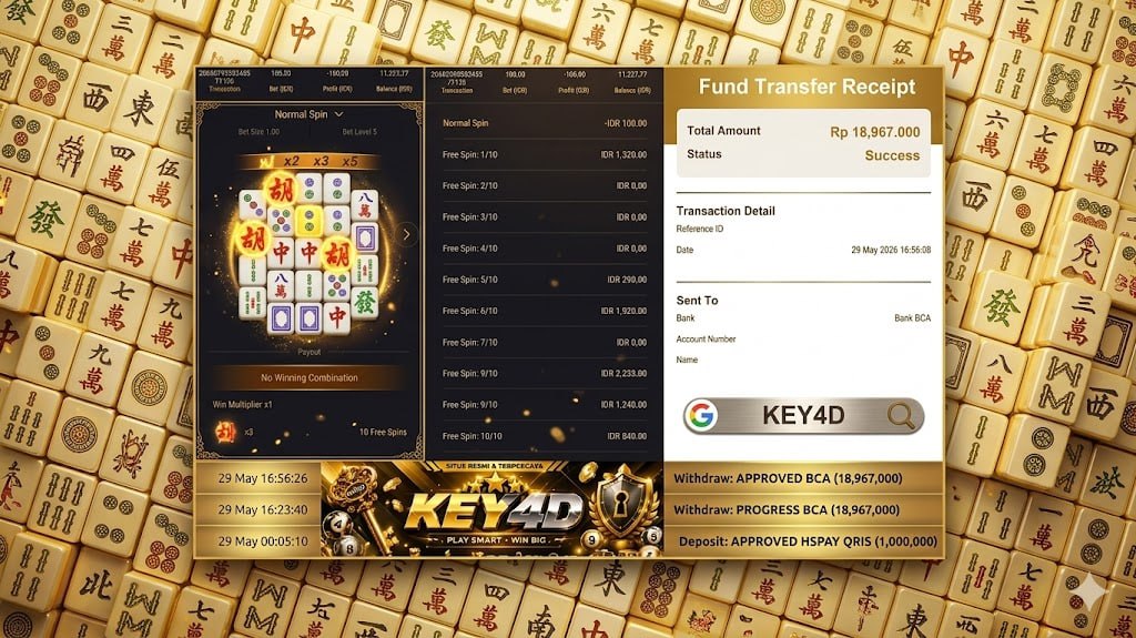 SELAMAT KEPADA MEMBER KEY𝟰D
DEPOSIT : RP 1.000.000
WITHDRAW : RP 18.967.000
LINK