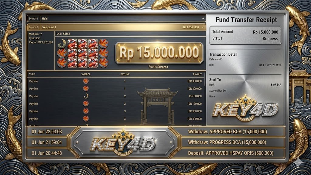 SELAMAT KEPADA MEMBER KEY4D
DEPOSIT : RP 500.000
WITHDRAW : RP 15.000.000
LINK D
