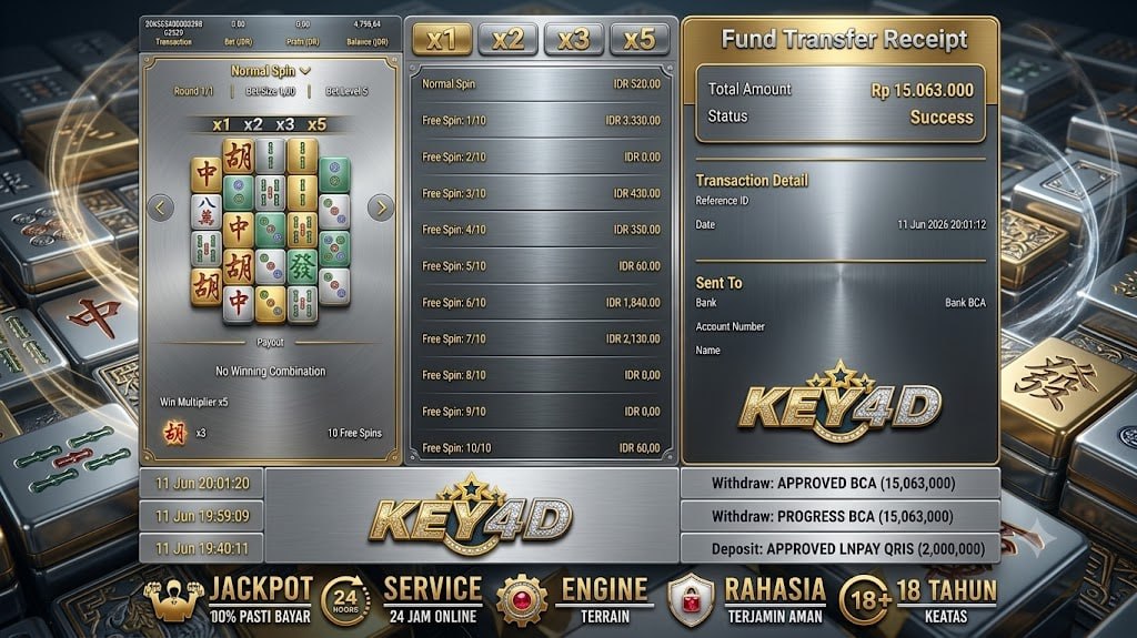 SELAMAT KEPADA MEMBER KEY4D
DEPOSIT : RP 2.000.000
WITHDRAW : RP 15.063.000
LINK