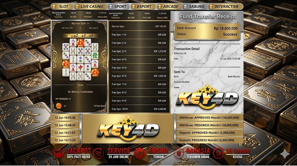 SELAMAT KEPADA MEMBER KEY4D
DEPOSIT : RP 5.000.000
WITHDRAW : RP 18.000.000
LINK